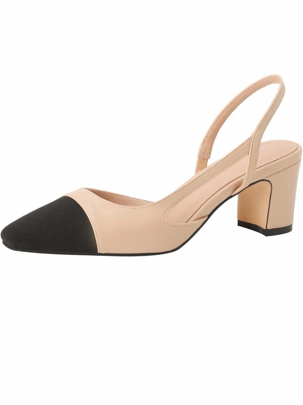 Elegant Two-Tone Slingback Pump in Nude and Black